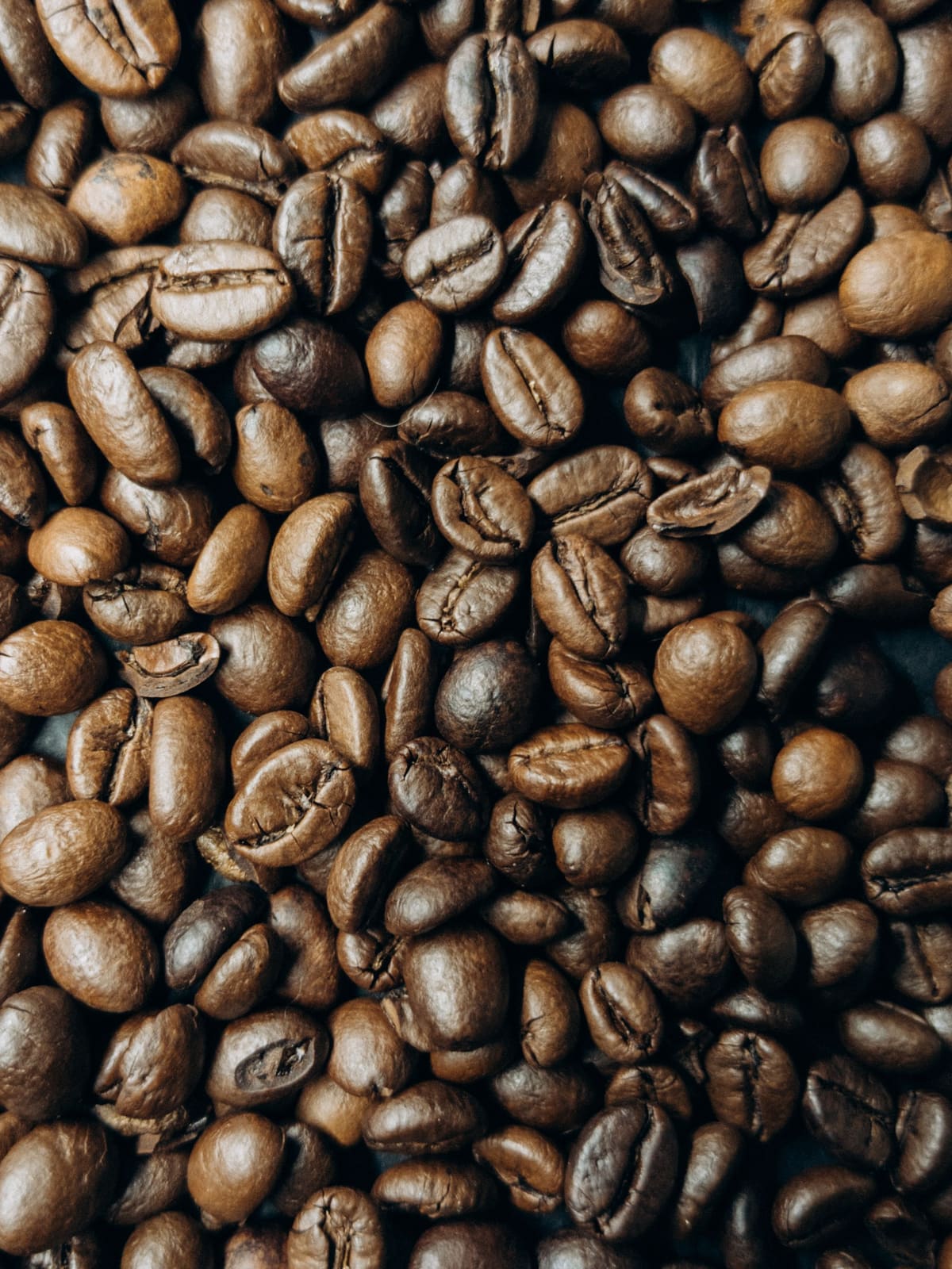 Geröstete Kaffeebohnen von oben